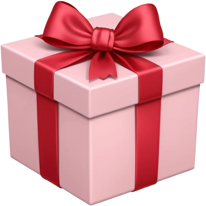 gift box pale pink with red satin bow emoji