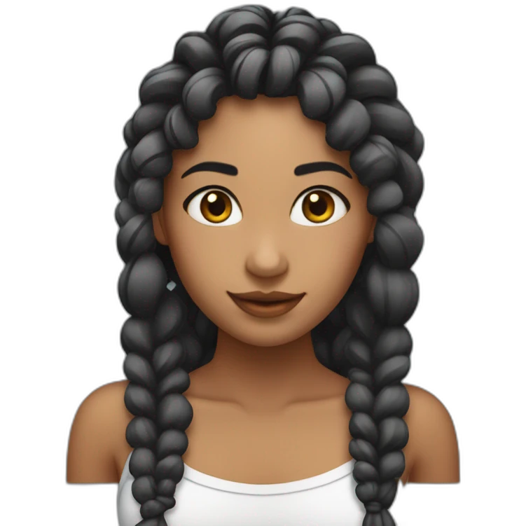 chica con trenza de pelo negro y aros plateados en las orejas emoji