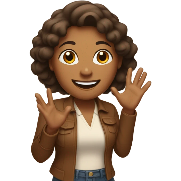 happy brown wonam and man hands up emoji