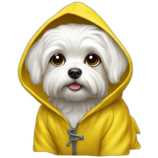 Maltese dog in yellow raincoat emoji