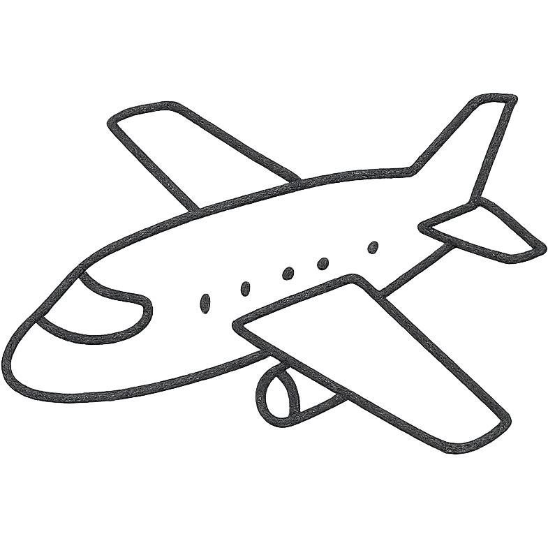 hand-drawn outlined airplane icon emoji
