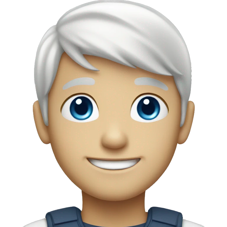 smiling boy with white hair and blue eyes emoji