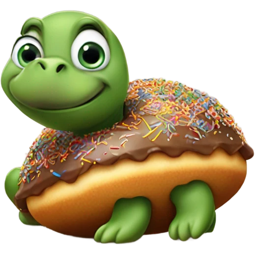 Turtle eating donut emoji