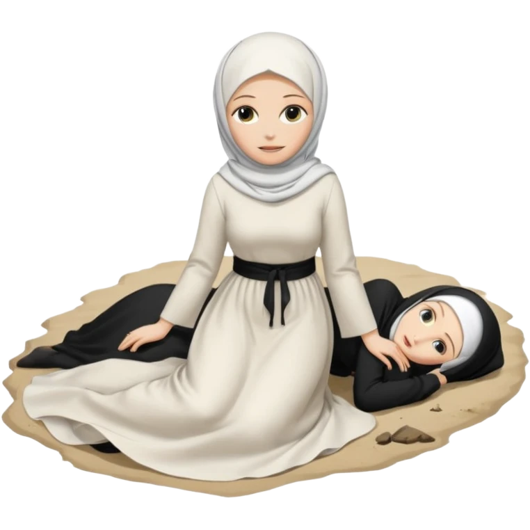 Epstein island with woman with hijab dead on ground emoji