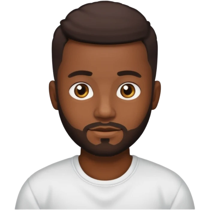 Dark brown skin man with a light beard and a nappy fade haircut with dark brown eyes emoji