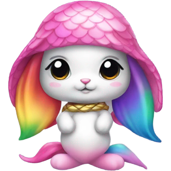 Rainbow mermaid bunny wearing pink pirate emoji