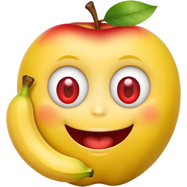 happy face with apples for eyes and banana for mouth emoji