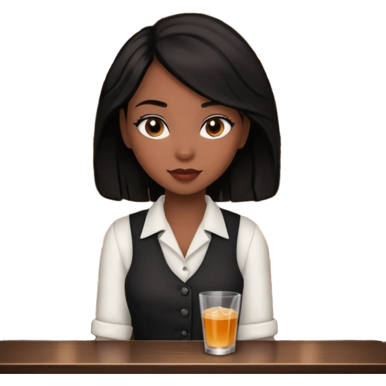 Bartender girl with dark black protective style hair emoji