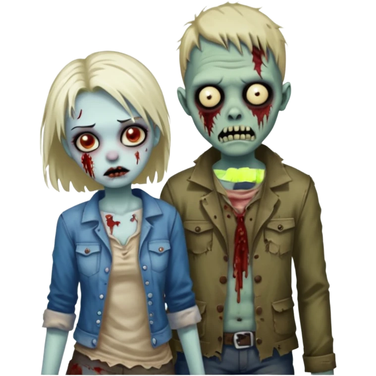 зомби девочка и зомби мальчик emoji