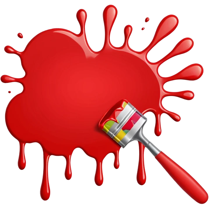paint splatter, spilled paint, red color. emoji