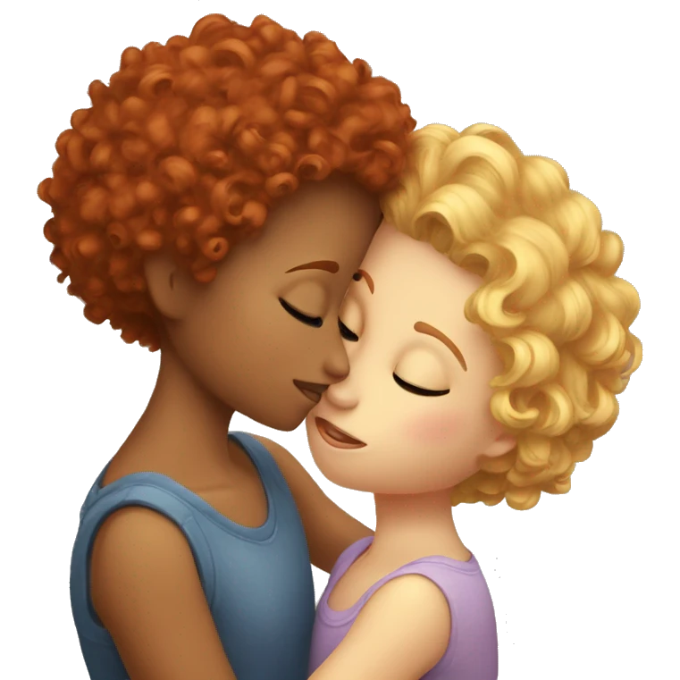 curly red head girl  kissing short haired blonde girl emoji