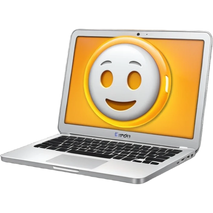 white laptop with a glowing logo emoji style emoji