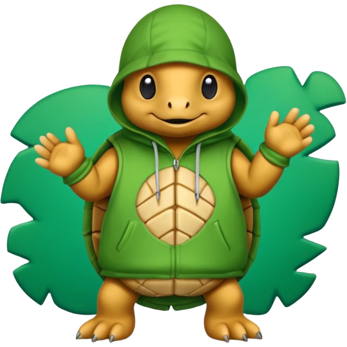 Une tortue avec une cagoule et qui fait des graffiti emoji