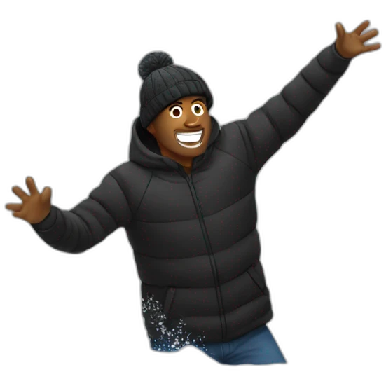 Man in black throwing snow  emoji