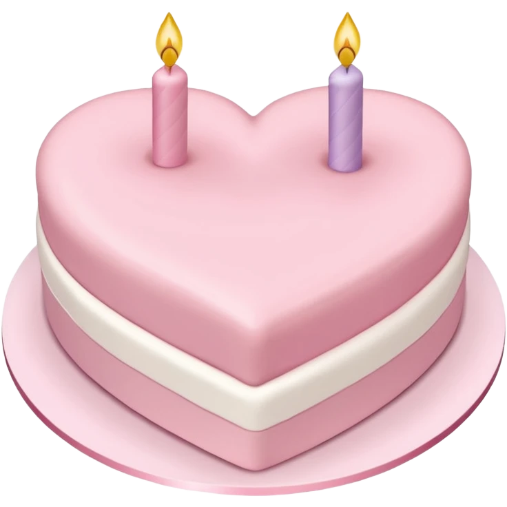 heart shaped birthday cake, pastel pink and white colors mixed, cute and simple design emoji