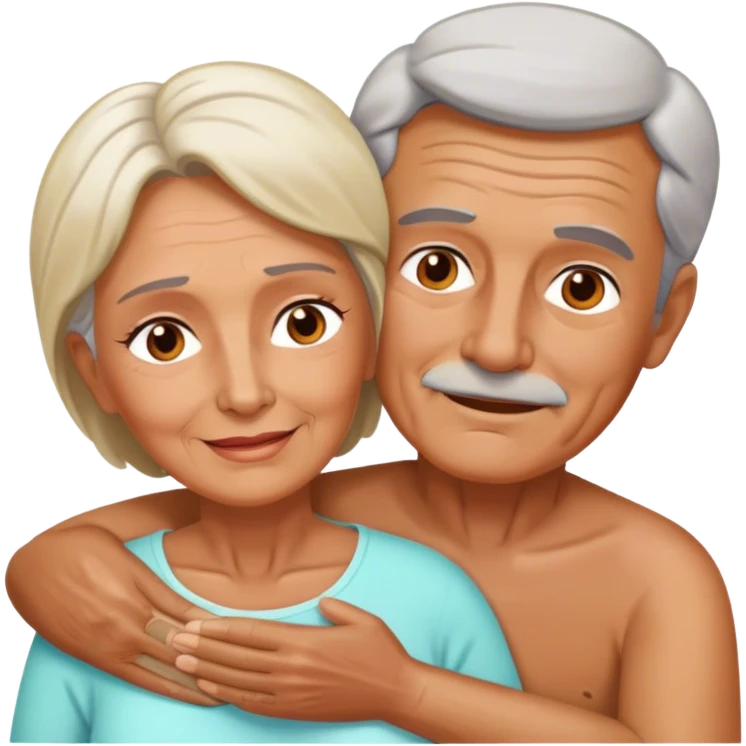 60-year-old man massaging 60-year-old woman  emoji