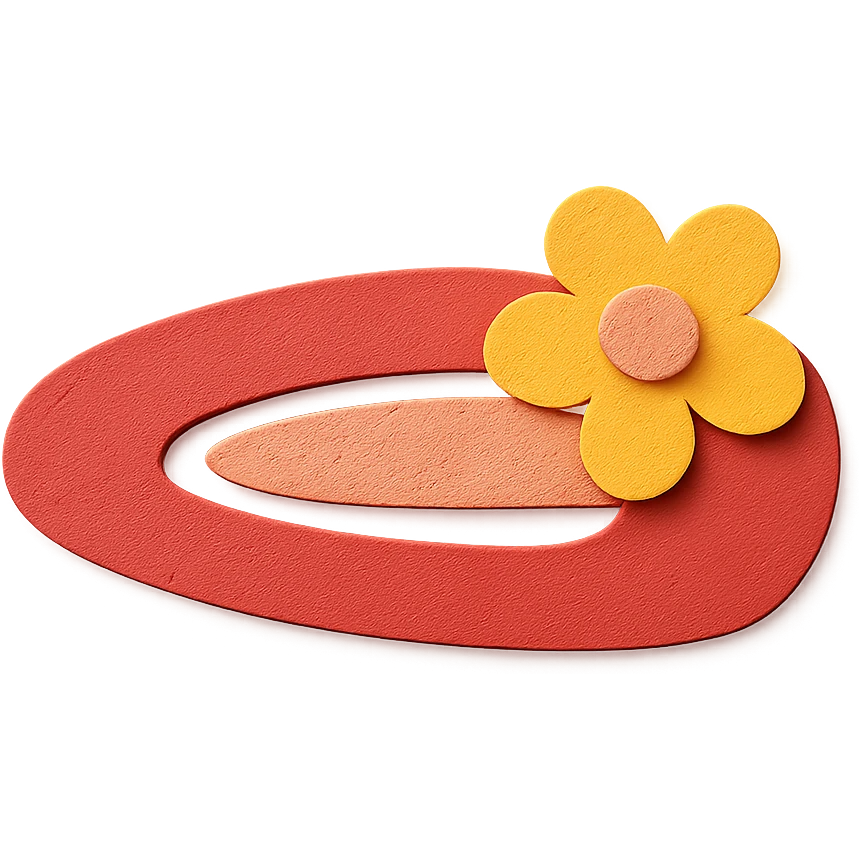 hairclip, paper craft style, layered paper look emoji