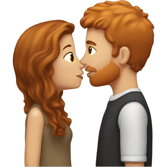 Brown hair girl kissing ginger guy emoji