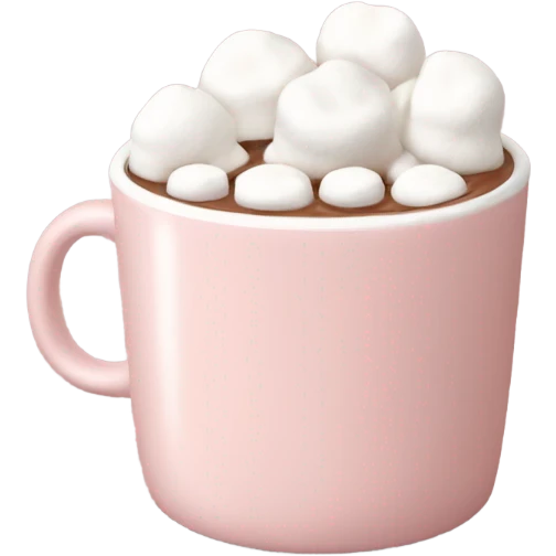 Light Pink mug of hot chocolate with marshmallows  emoji