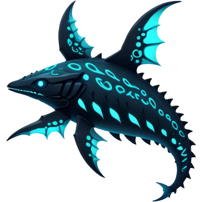 Black Dark Exotic Nocturnal Neon-glowing Abyssal Nightly Abyss-Fakémon-Creature emoji