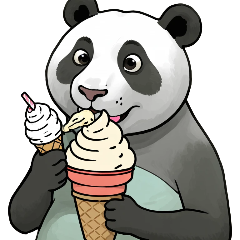 Panda eating ice cream emoji