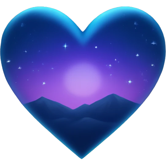 Vibrant blue heart with the night sky in it emoji