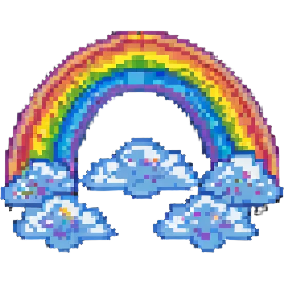 pixel art rainbow with clouds at its ends emoji
