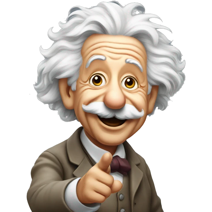 happy albert einstein vawes with hand emoji