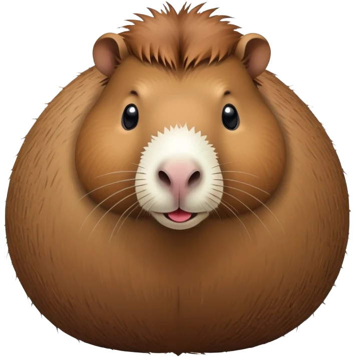 A cute capybara with a round coconut-shaped body, brown and hairy like a coconut emoji