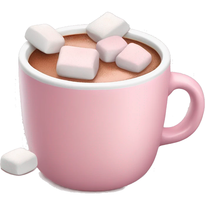 Light Pink mug of hot chocolate with marshmallows  emoji