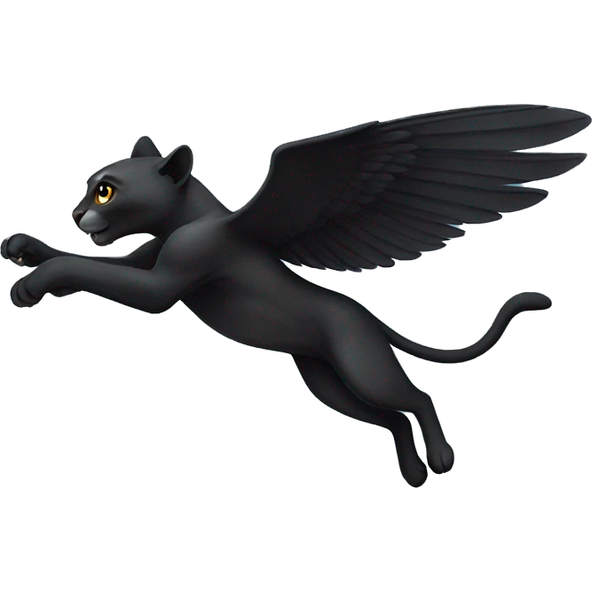 winged black puma flying emoji