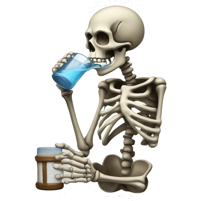 skeleton drinking water from a Stein emoji