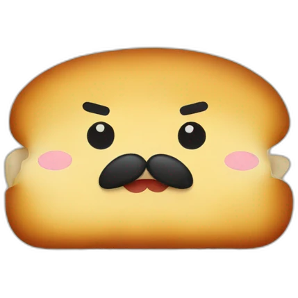 tonkatsu with a brown moustache emoji