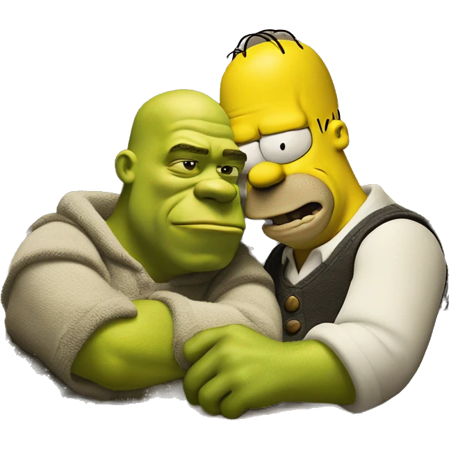 shrek and homer simpson hugs emoji
