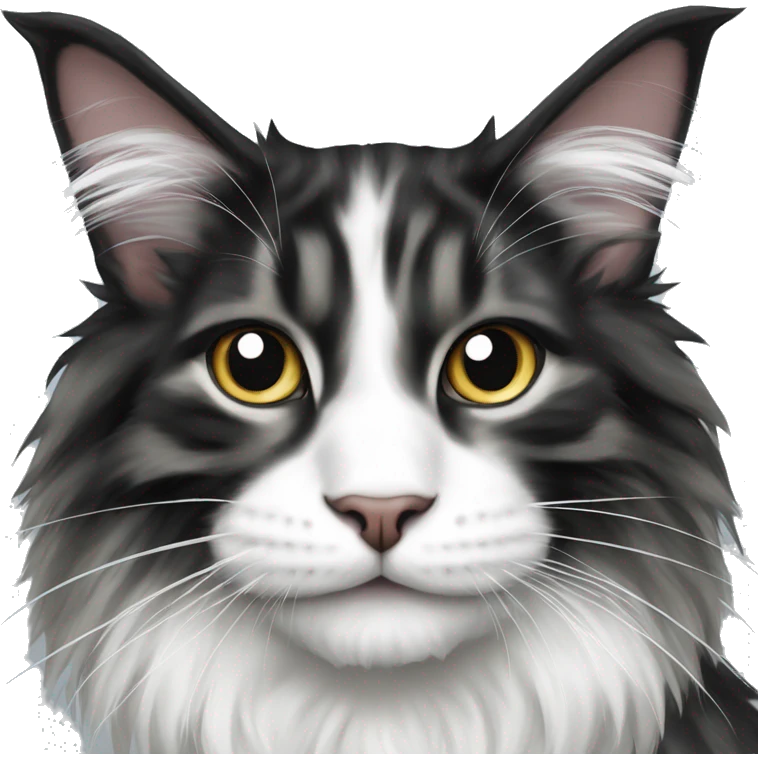 black and white happy maine coon emoji