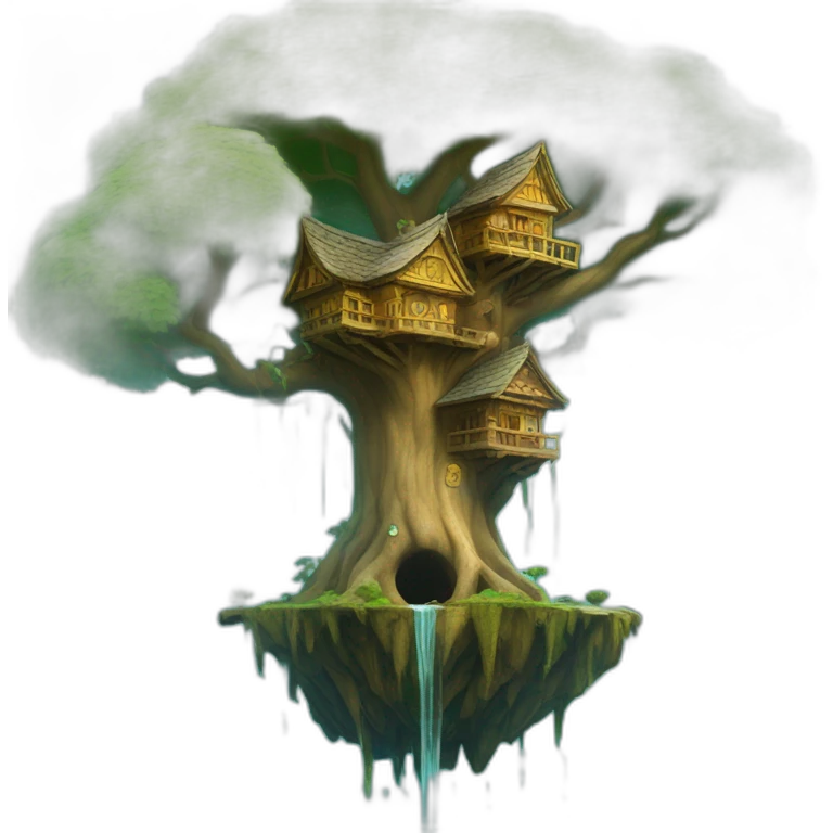 Plunge into the world of a magical water city in an old big tree emoji