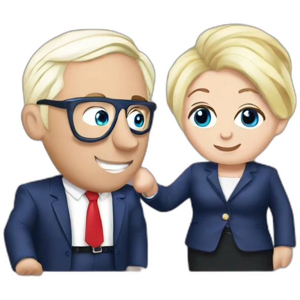 Macron et marine le pen qui s'embrassent emoji