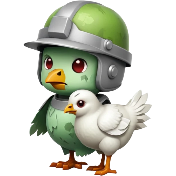 baby square Minecraft zombie on a tiny white chicken emoji