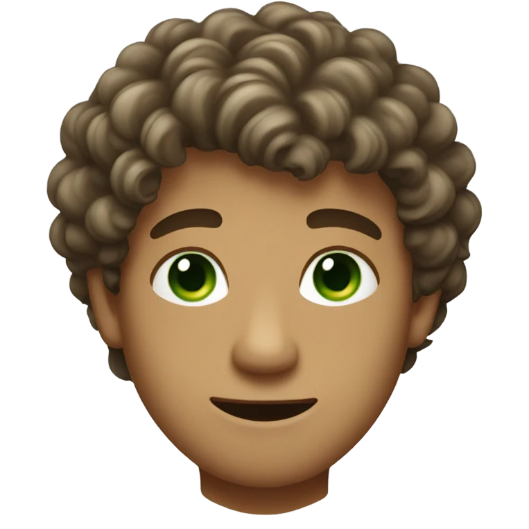 Light Tan guy with really, really curly dark hair and green eyes emoji