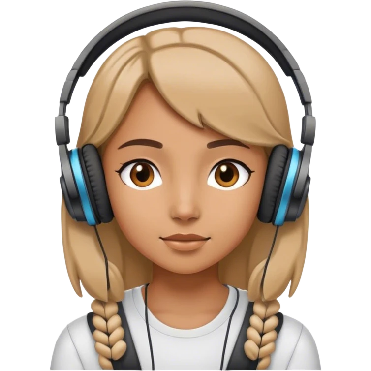 A girl with headphones on listening to music emoji