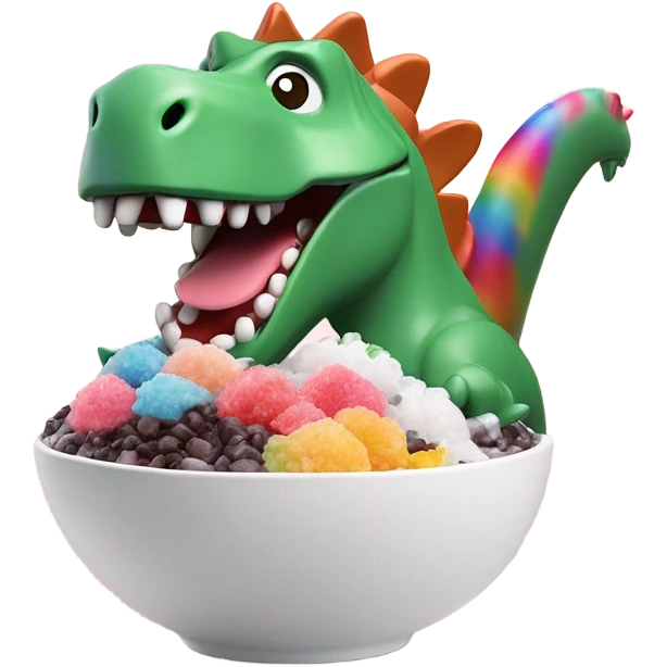Dinosaur eating 팥빙수 emoji