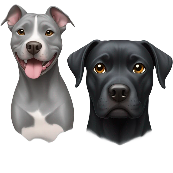 Grey pitbull next to black retriever dog emoji