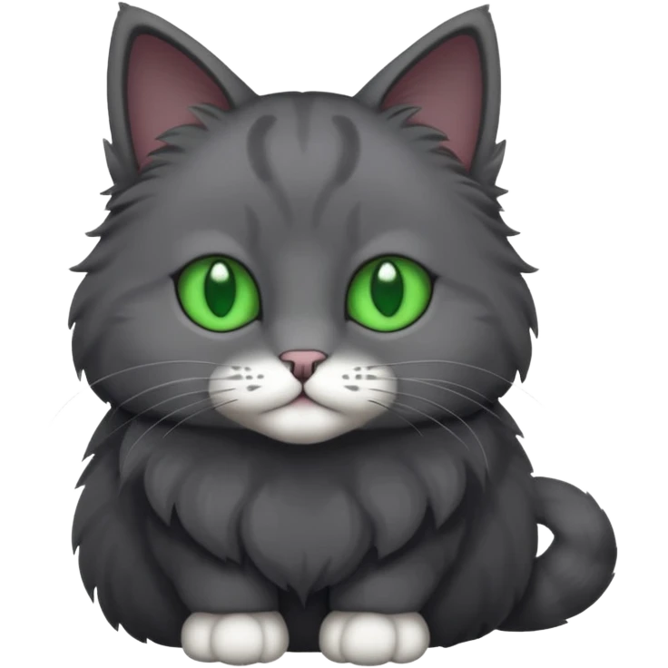 full body solid dark grey cat with green eyes, white paws and white whiskers emoji