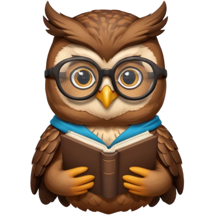 owl wearing glasses holding book emoji