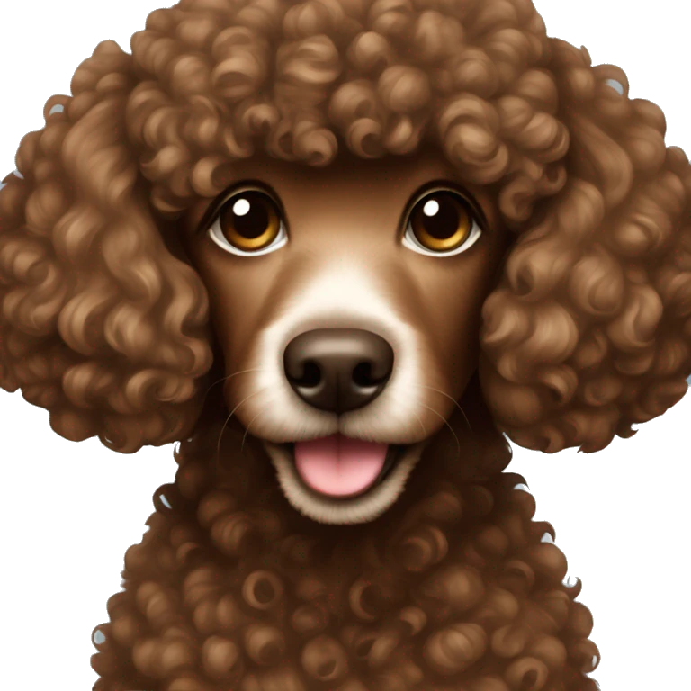 Brown poodle with a dark brown not curly hair girl emoji