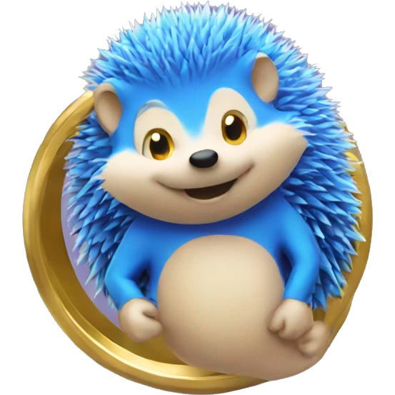 blue hedgehog holding a big gold ring emoji