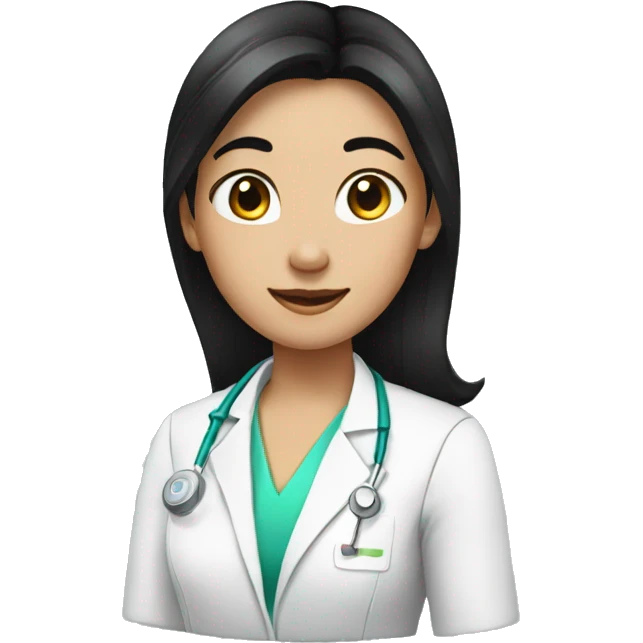 girl pharmacist with black hair in a ponytail emoji