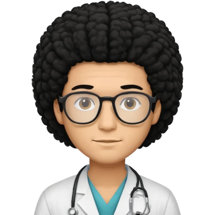A young male slim doctor with long black afro hair which covered his forehead emoji