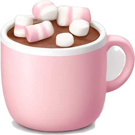 Light Pink mug of hot chocolate with marshmallows  emoji