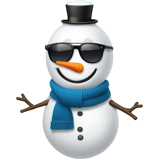 snowman light bulb nose with sunglasses and vest. Stick arms emoji